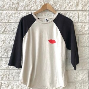 NWOT Clare V Lips Baseball Tee